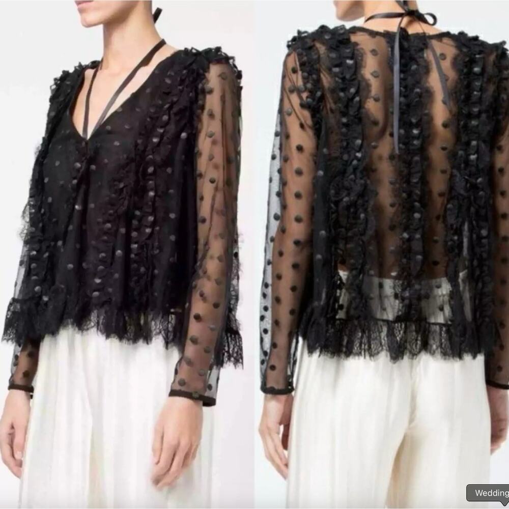 Alexis Clementine Sheer Black Dot Blouse